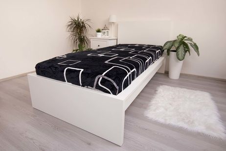 Bed sheet microflanel squares black and white 90x200 cm image 1